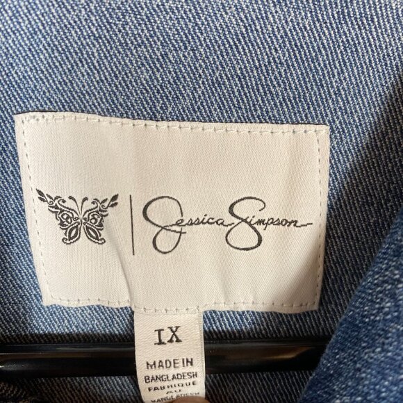 Jessica Simpson Button Up Jean Jacket Cotton/Polyester/Spandex Womens size XL - Picture 5 of 9